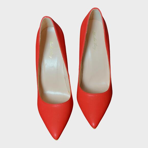 Elizabeth Lang Red Pointy Toe 4.5" Heel Stiletto - Picture 1 of 9